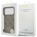 Etui Guess Leather 4G Triangle Strass MagSafe na iPhone 18 Pro / 17 Pro - brązowe