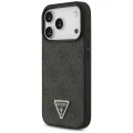 Etui Guess Leather 4G Triangle Strass MagSafe na iPhone 18 Pro / 17 Pro - czarne