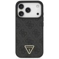 Etui Guess Leather 4G Triangle Strass MagSafe na iPhone 18 Pro / 17 Pro - czarne
