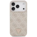 Etui Guess Leather 4G Triangle Strass MagSafe na iPhone 18 Pro / 17 Pro - różowe