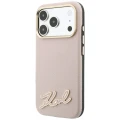 Etui Karl Lagerfeld Grained with Resin Signature Logo MagSafe na iPhone 18 Pro / 17 Pro - różowe