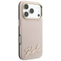 Etui Karl Lagerfeld Grained with Resin Signature Logo MagSafe na iPhone 18 Pro / 17 Pro - różowe