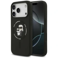 Etui Karl Lagerfeld Silicone Karl&Choupette Ring MagSafe na iPhone 18 Pro Max / iPhone 17 Pro Max - czarne
