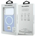 Etui Karl Lagerfeld with Ring Stand 360 Karl Head Pin MagSafe na iPhone 18 Pro / 17 Pro - jasnoniebieskie