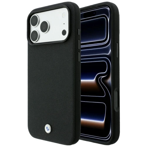Etui BMW Kevlar Metal Logo MagSafe na iPhone 18 Pro Max / 17 Pro Max - czarne