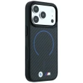 Etui BMW M Kevlar Blue Print Ring Metal Logo MagSafe na iPhone 18 Pro / 17 Pro - czarne