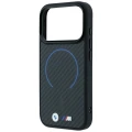 Etui BMW M Kevlar Blue Print Ring Metal Logo MagSafe na iPhone 18 Pro / 17 Pro - czarne