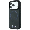 Etui BMW M Kevlar Blue Print Ring Metal  Logo MagSafe na iPhone 18 Pro Max / 17 Pro Max - czarne