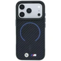 Etui BMW M Kevlar Blue Print Ring Metal  Logo MagSafe na iPhone 18 Pro Max / 17 Pro Max - czarne