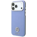 Etui Guess Grained Round Strass Logo MagSafe na iPhone 18 Pro / 17 Pro - niebieskie