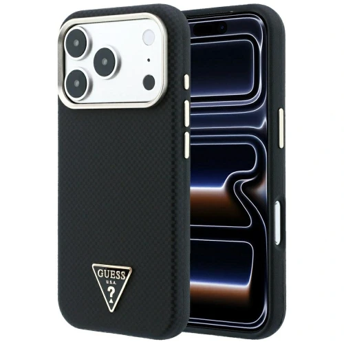 Etui Guess Kevlar Triangle Logo MagSafe na iPhone 18 Pro Max / 17 Pro Max - czarne