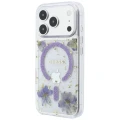 Etui Guess Resin Flowers Glitter MagSafe na iPhone 18 Pro / 17 Pro - fioletowe