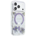 Etui Guess Resin Flowers Glitter MagSafe na iPhone 18 Pro Max / 17 Pro Max - fioletowe
