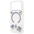 Etui Guess Resin Flowers Glitter MagSafe na iPhone 18 Pro Max / 17 Pro Max - fioletowe