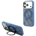 Etui Guess Ring Stand 360 4G Classic Logo MagSafe na iPhone 18 Pro / 17 Pro - niebieskie