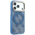 Etui Guess Ring Stand 360 4G Classic Logo MagSafe na iPhone 18 Pro / 17 Pro - niebieskie