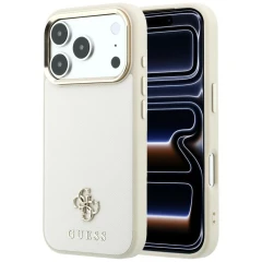 Etui Guess Saffiano Small 4G & Classic Logo MagSafe na iPhone 18 Pro / 17 Pro - beżowe
