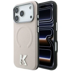 Etui Karl Lagerfeld Grained Embossed Ring & Kameo Logo MagSafe na iPhone 18 Pro / 17 Pro - beżowe