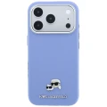 Etui Karl Lagerfeld Grained Heads Metal MagSafe na iPhone 18 Pro / 17 Pro - niebieskie