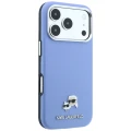 Etui Karl Lagerfeld Grained Heads Metal MagSafe na iPhone 18 Pro / 17 Pro - niebieskie