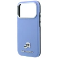 Etui Karl Lagerfeld Grained Heads Metal MagSafe na iPhone 18 Pro / 17 Pro - niebieskie