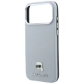 Etui Karl Lagerfeld Grained Karl Head Metal MagSafe na iPhone 18 Pro / 17 Pro - szare