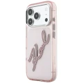 Etui Karl Lagerfeld IML Big Signature Resin Metal Frame na iPhone 18 Pro Max / 17 Pro Max - różowe
