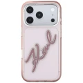 Etui Karl Lagerfeld IML Big Signature Resin Metal Frame na iPhone 18 Pro Max / 17 Pro Max - różowe
