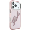 Etui Karl Lagerfeld IML Big Signature Resin Metal Frame na iPhone 18 Pro Max / 17 Pro Max - różowe