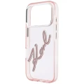 Etui Karl Lagerfeld IML Big Signature Resin Metal Frame na iPhone 18 Pro Max / 17 Pro Max - różowe