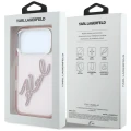 Etui Karl Lagerfeld IML Big Signature Resin Metal Frame na iPhone 18 Pro Max / 17 Pro Max - różowe