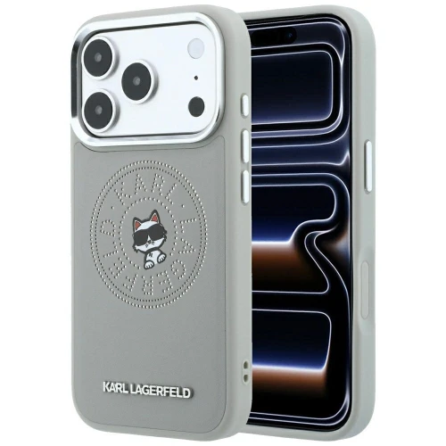 Etui Karl Lagerfeld Point & Choupette Sketch MagSafe na iPhone 18 Pro / 17 Pro - szare