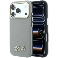 Etui Karl Lagerfeld Saffiano Small Script Metal Logo MagSafe na iPhone 18 Pro / 17 Pro - beżowe