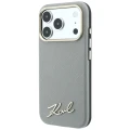 Etui Karl Lagerfeld Saffiano Small Script Metal Logo MagSafe na iPhone 18 Pro / 17 Pro - beżowe