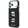 Etui Karl Lagerfeld Saffiano with Karl & Choupette Heads Pins & Logo na iPhone 18 Pro Max / 17 Pro Max - czarne