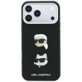 Etui Karl Lagerfeld Saffiano with Karl & Choupette Heads Pins & Logo na iPhone 18 Pro Max / 17 Pro Max - czarne