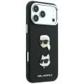 Etui Karl Lagerfeld Saffiano with Karl & Choupette Heads Pins & Logo na iPhone 18 Pro Max / 17 Pro Max - czarne