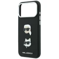 Etui Karl Lagerfeld Saffiano with Karl & Choupette Heads Pins & Logo na iPhone 18 Pro Max / 17 Pro Max - czarne