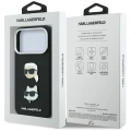 Etui Karl Lagerfeld Saffiano with Karl & Choupette Heads Pins & Logo na iPhone 18 Pro Max / 17 Pro Max - czarne