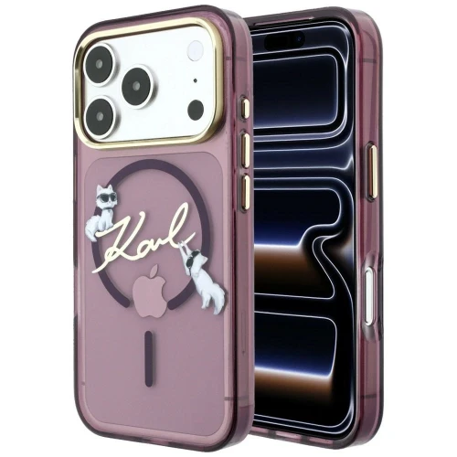 Etui Karl Lagerfeld Script Logo MagSafe na iPhone 18 Pro Max / 17 Pro Max - burgundowe