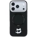 Etui Karl Lagerfeld with Ring Stand 360 Choupette Head Pin MagSafe na iPhone 18 Pro / 17 Pro - czarne