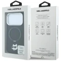 Etui Karl Lagerfeld with Ring Stand 360 Choupette Head Pin MagSafe na iPhone 18 Pro / 17 Pro - czarne
