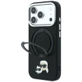 Etui Karl Lagerfeld with Ring Stand 360 Karl & Choupette Heads Pin MagSafe na iPhone 18 Pro / 17 Pro - czarne