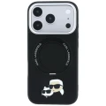Etui Karl Lagerfeld with Ring Stand 360 Karl & Choupette Heads Pin MagSafe na iPhone 18 Pro / 17 Pro - czarne