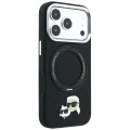 Etui Karl Lagerfeld with Ring Stand 360 Karl & Choupette Heads Pin MagSafe na iPhone 18 Pro / 17 Pro - czarne