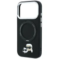 Etui Karl Lagerfeld with Ring Stand 360 Karl & Choupette Heads Pin MagSafe na iPhone 18 Pro / 17 Pro - czarne