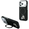 Etui Karl Lagerfeld with Ring Stand 360 Karl & Choupette Heads Pin MagSafe na iPhone 18 Pro Max / 17 Pro Max - czarne