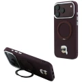 Etui Karl Lagerfeld with Ring Stand 360 Karl Head Pin MagSafe na iPhone 18 Pro Max / 17 Pro Max - burgundowe
