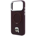 Etui Karl Lagerfeld with Ring Stand 360 Karl Head Pin MagSafe na iPhone 18 Pro Max / 17 Pro Max - burgundowe