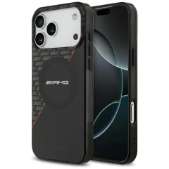 Etui Mercedes AMG IML Double Layer Rhombs MagSafe na iPhone 18 Pro Max / 17 Pro Max - czarno-czerwone